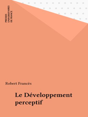 cover image of Le Développement perceptif